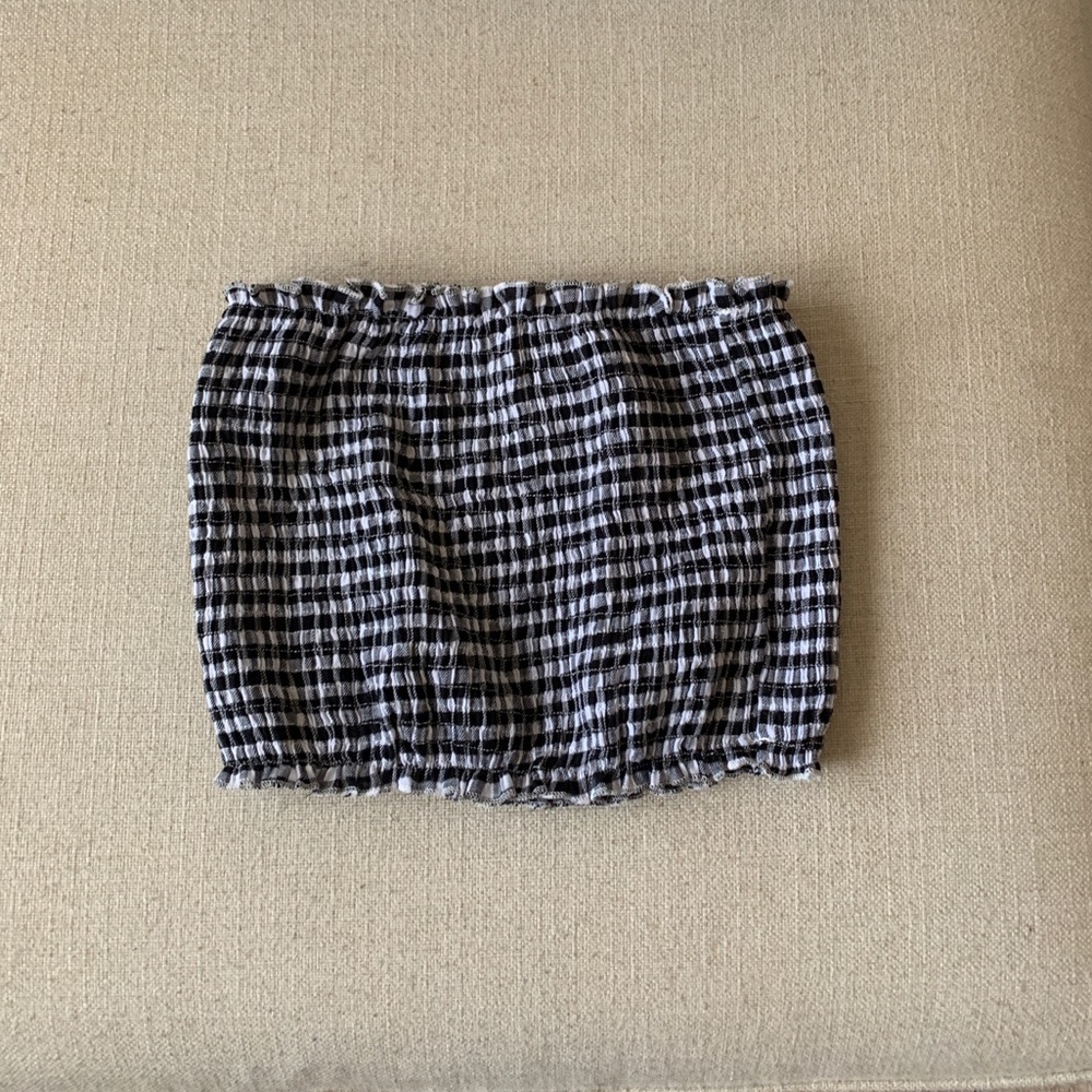 Lulu’s White and Black Gingham Bandeau Top